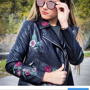 Leather Floral Jacket